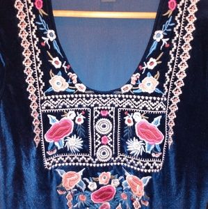 Chelsea & Theodore Blue Velvet Dress